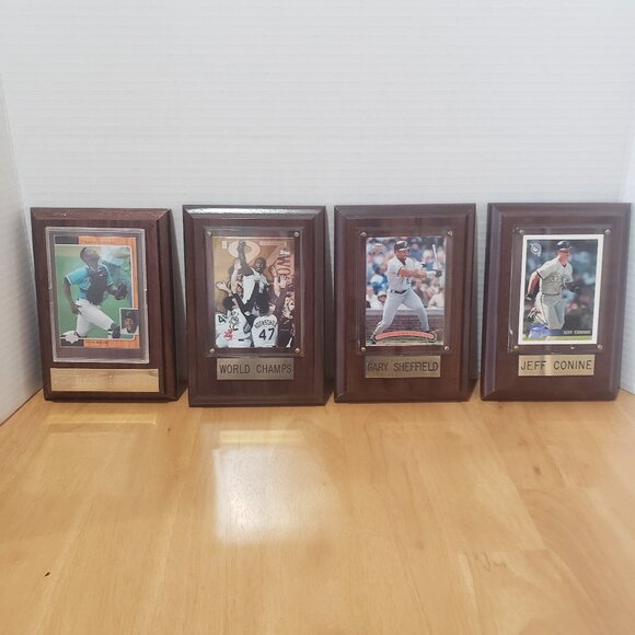 Baseball Card Plaques Topps and Upper Deck Set of 4 - Picture 1 of 12